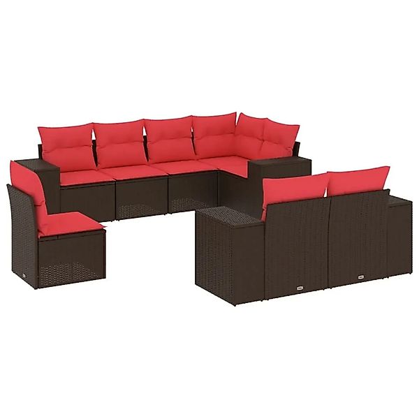 vidaXL 8-Tlg Gartensofa-Set mit Kissen Braun Polyrattan 3222843 günstig online kaufen