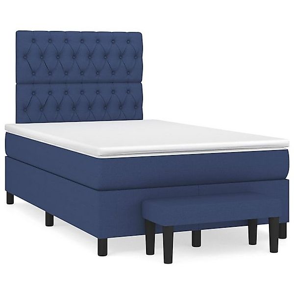 vidaXL Bettgestell Boxspringbett mit Matratze Blau 120x200 cm Stoff Bett Be günstig online kaufen