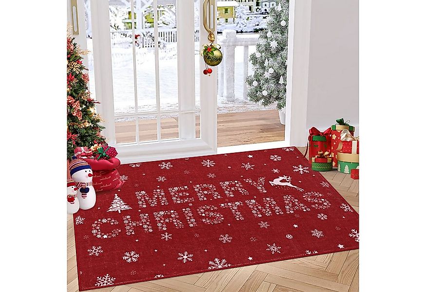 GarveeMore Teppich Wohnzimmer Weihnachtsteppich Waschbar rutschfest Teppich günstig online kaufen