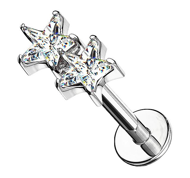 Taffstyle Piercing-Set Tragus Labret Kristall Doppel Sterne Innengewinde Si günstig online kaufen