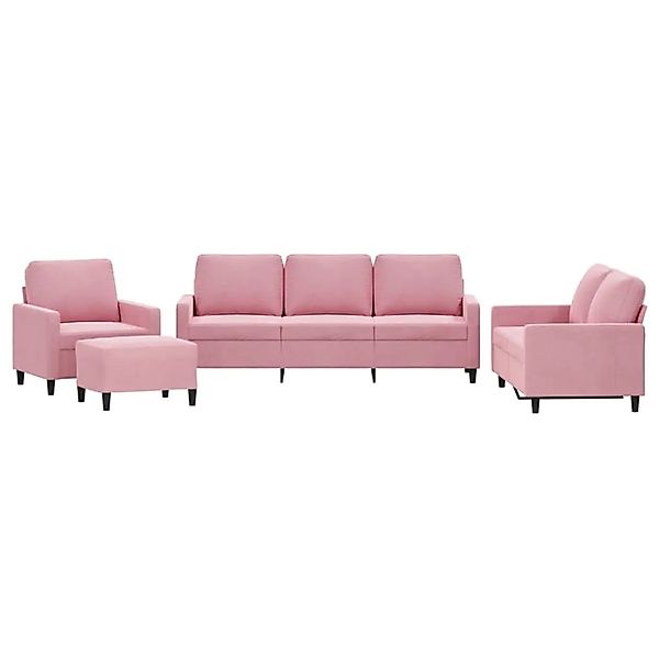 vidaXL 4-Tlg Sofagarnitur mit Kissen Rosa Samt 3201489 günstig online kaufen