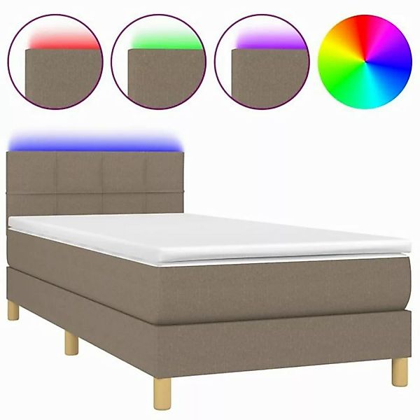 vidaXL Boxspringbett Boxspringbett mit Matratze LED Taupe 100x200 cm Stoff günstig online kaufen