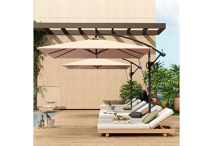 Outsunny Ampelschirm mit UV-Schutz 50+, wasserabweisend, mit Ständer, Abdec günstig online kaufen