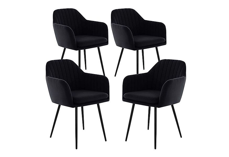 Möbel Stellbrink 4-Fußstuhl 4er Set Sesselstuhl Lia - Samtvelour Schwarz (4 günstig online kaufen
