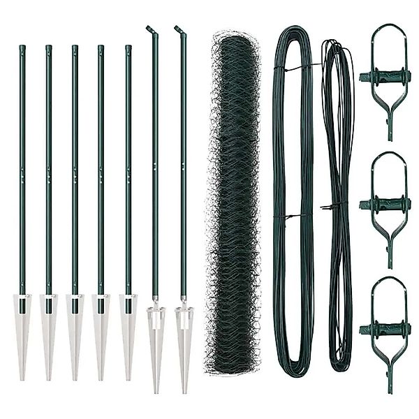 vidaXL Zaunpfosten Grün 10 x 1,4 m 50 mm Maschen Stahl und PVC 3353069 günstig online kaufen