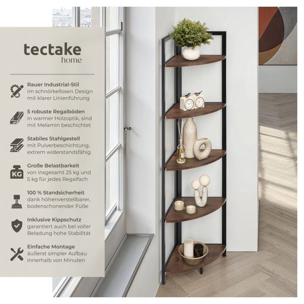 tectake Bücherregal Eckregal, Set 1-tlg., Industrial günstig online kaufen