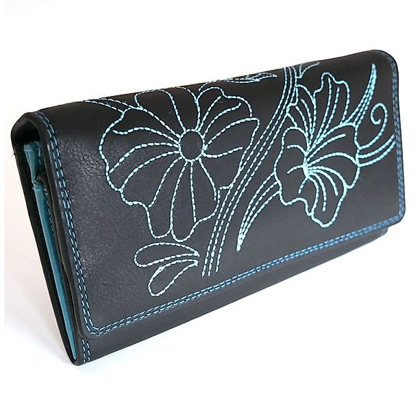 JOCKEY CLUB Geldbörse NICE FLOWERS, türkis, 9 Kartenfächer mit RFID-Schutz, günstig online kaufen