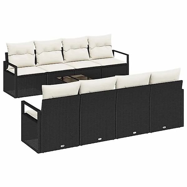 vidaXL Sofa Set mit Kissen 7-Tlg Schwarz und Creme Poly-Rattan 3346307 günstig online kaufen