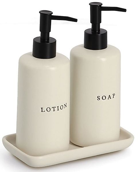 Zeller Present Seifenspender Seifen-/Lotionspender-Set, 3-tlg., Keramik, (S günstig online kaufen