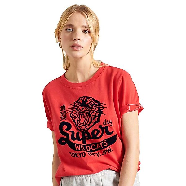 Superdry Varsity Flock Kurzarm T-shirt XS Festive Red günstig online kaufen