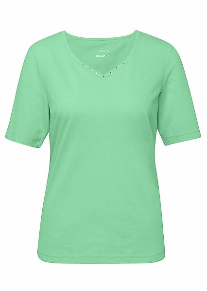 GOLDNER Langarm-Poloshirt "Kurzgröße Halbarm Basic-Shirt aus Baumwolle" günstig online kaufen