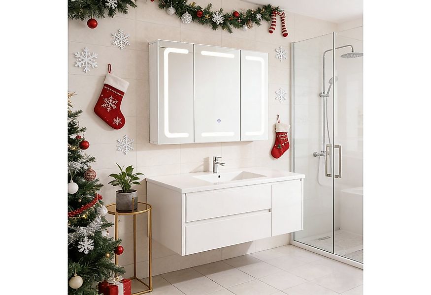 GIHAUVIA Spiegelschrank Badspiegelschrank mit Licht und eingebauter Steckdo günstig online kaufen