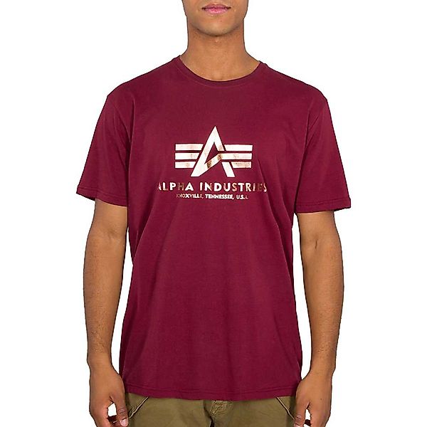 Alpha Industries Basic Foil Print Kurzärmeliges T-shirt XL Burgundy / Gold günstig online kaufen