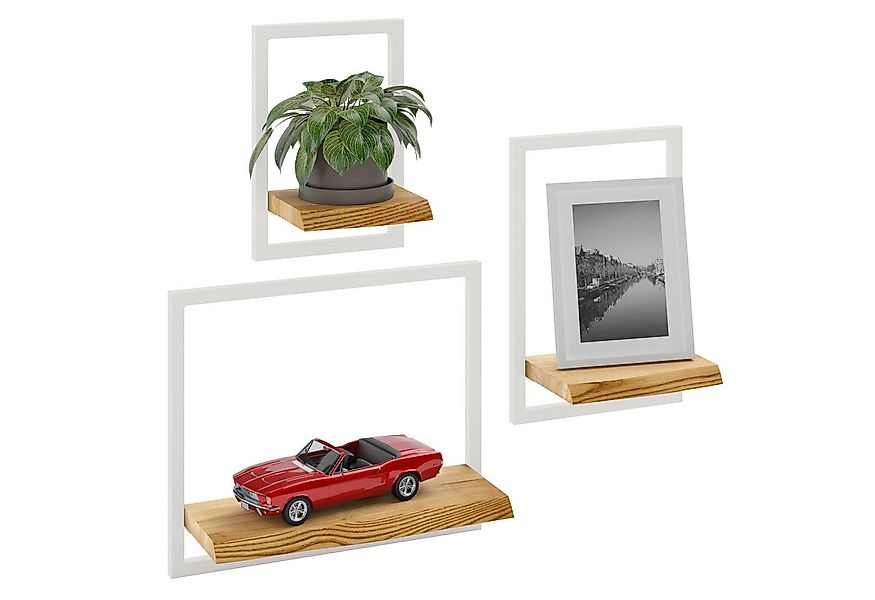 LAMO Manufaktur Wandregal Holz Set 3 St. 15/20/35cm Farbe: Rustikal, Rahmen günstig online kaufen