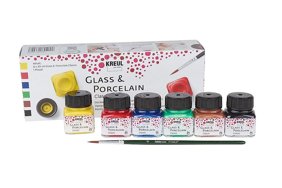 Kreul Bastelfarbe Glass & Porcelain Classic-Set, 6 Farben günstig online kaufen