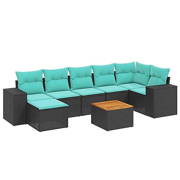 vidaXL 8-Tlg Gartensofa-Set mit Kissen Schwarz Polyrattan 3225553 günstig online kaufen
