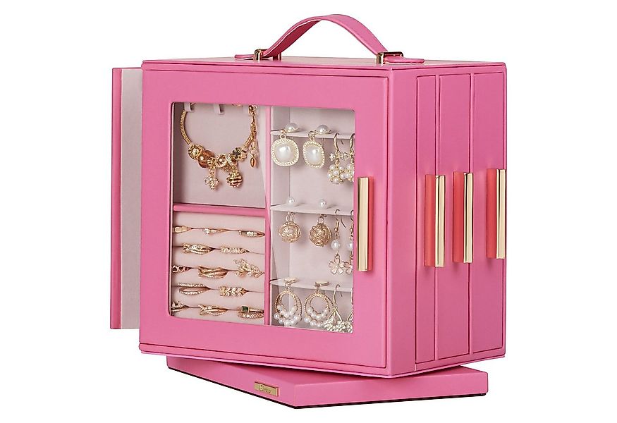 Yorbay Schmuckkasten 360° drehbar Schmuckkästchen mit 7 Schubladen, Fenster günstig online kaufen