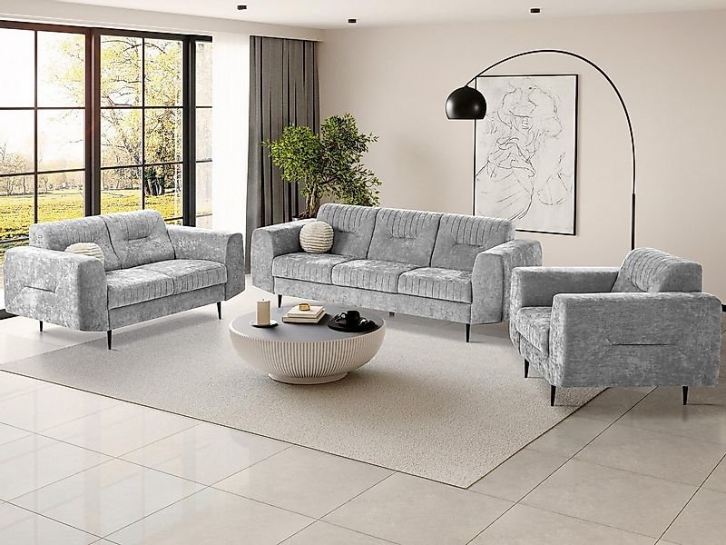 Beautysofa Polstergarnitur im modernen Stil auf hohen Metallbeinen VENEZIA, günstig online kaufen