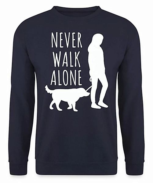Quattro Formatee Sweatshirt Hund Never walk alone - Lustiger Spruch Stateme günstig online kaufen