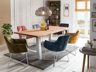 Home affaire Esstisch "Tristan", massive Balkeneiche geölt mit Baumkante, i günstig online kaufen