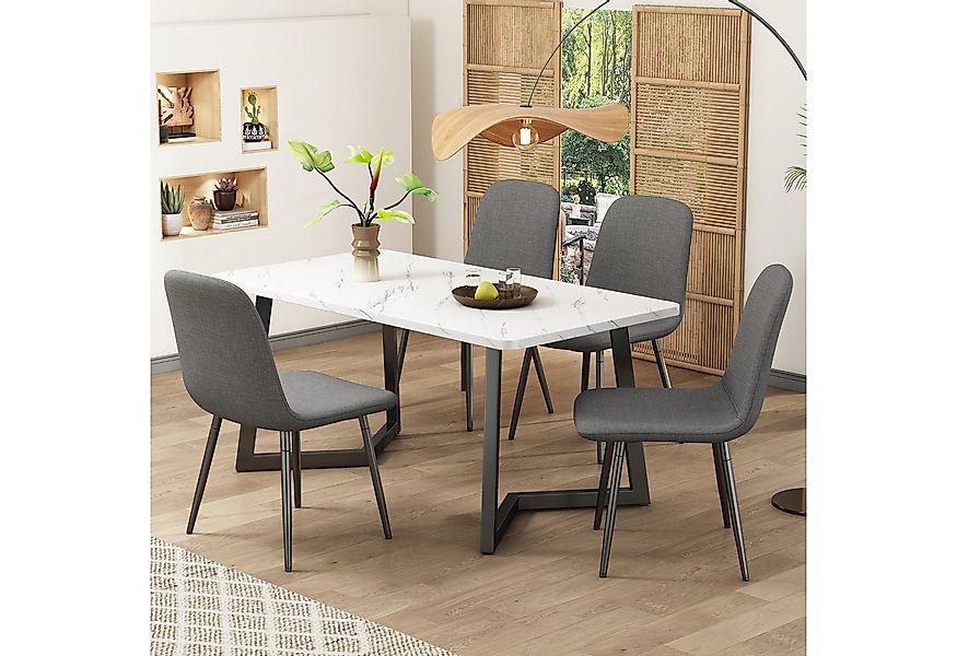 JOIVI Esstisch 5-Teiliges Esstisch Set mit 4 Stühle (Beine aus Metall, mit günstig online kaufen