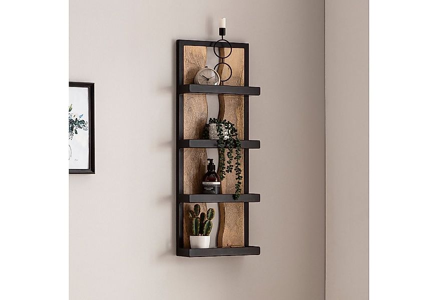 FINEBUY Wandregal FB95877 Hängeregal 30x80x10 cm Massivholz Metall Regal In günstig online kaufen