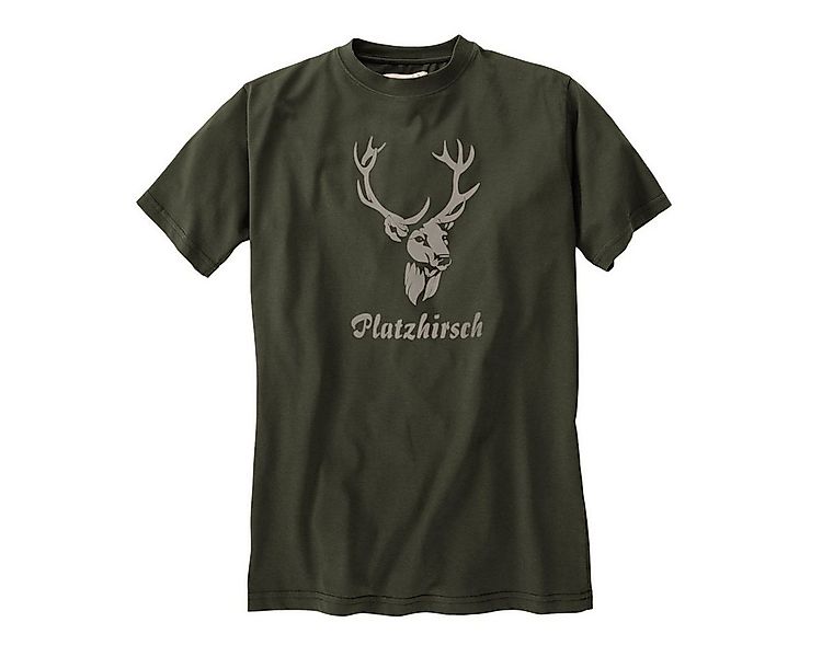 Hubertus Rundhalsshirt Hubertus T-Shirt Platzhirsch dunkeloliv Übergröße günstig online kaufen