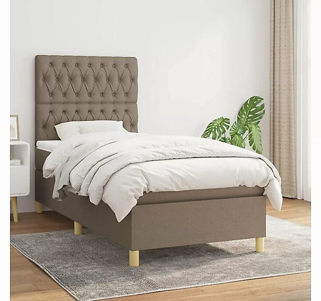 vidaXL Boxspringbett Boxspringbett mit Matratze Taupe 90x200 cm Stoff Bett günstig online kaufen