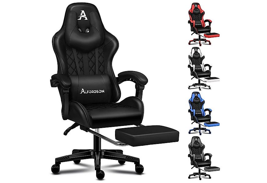 ALFORDSON Gaming-Stuhl Bürostuhl, Integrierte Fußstütze, mit Lendenwirbelki günstig online kaufen