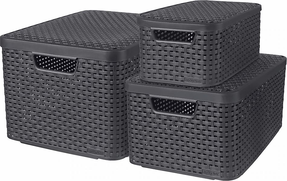 Curver Organizer "Style", (Set, 3 St.), Aufbewahrungsbox, mit Deckel, anthr günstig online kaufen