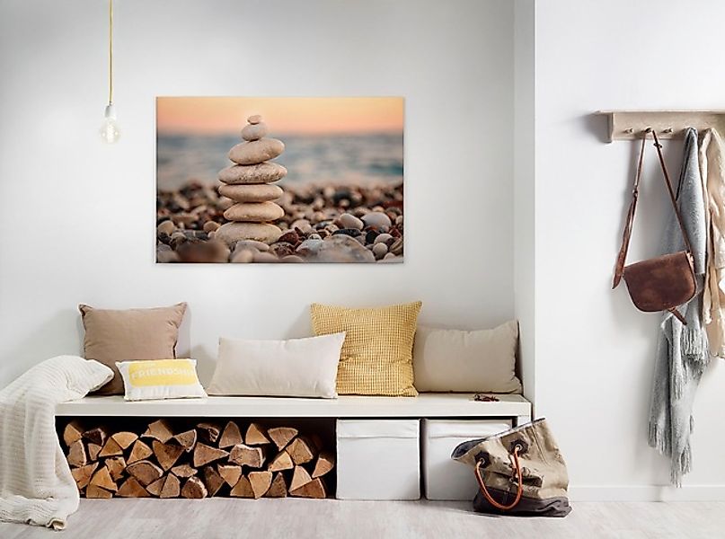 Bricoflor Sonnenuntergang Auf Leinwand Wellness Wandbild Für Badezimmer Und günstig online kaufen