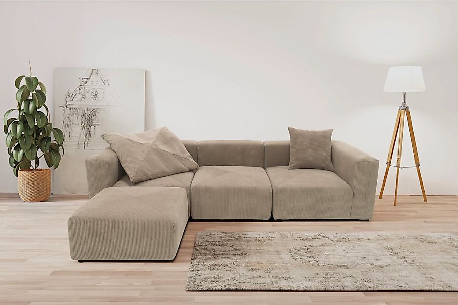Home affaire Ecksofa "Gerrid L-Form" Cord-Bezug, Modulsofa, bestehend aus E günstig online kaufen