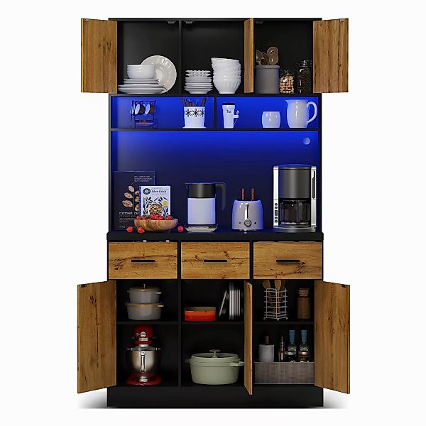 Odikalo Hochschrank Buffet 100x40x180cm verstellbaren Einlegeböden günstig online kaufen