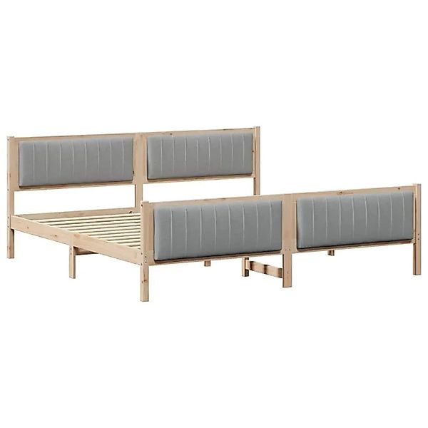 vidaXL Bettgestell Braun und Hellgrau 200 x 200 cm Massivholz Kiefer 339429 günstig online kaufen