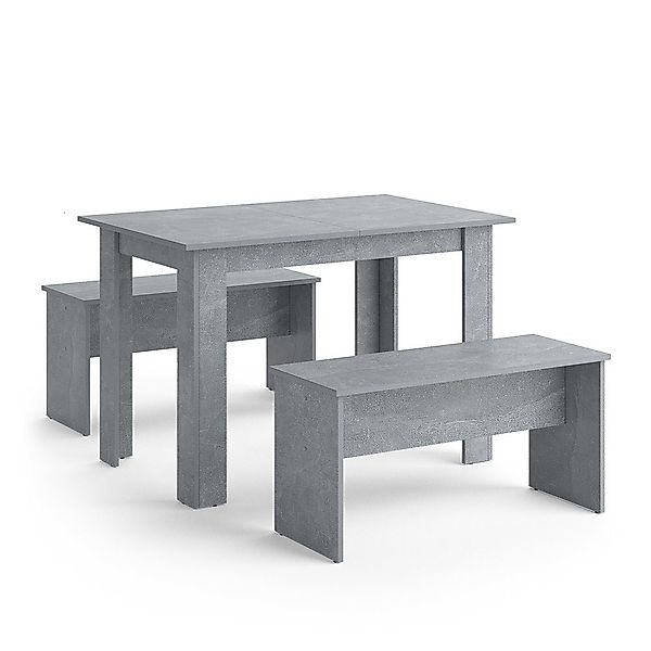 Vicco Essgruppe Sentio, Beton, 112 x 73.6 cm mit 2 Bänken, (Set, 3-tlg., 3- günstig online kaufen