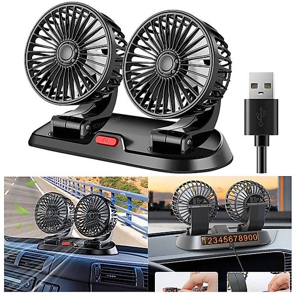 QUBEBU Tischventilator Ventilator Auto Ventilator, Doppelköpfiger günstig online kaufen