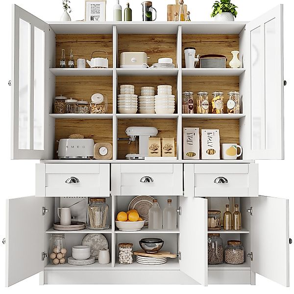 MODFU Hochschrank Vitrinenschrank,Küchenschrank (140x38,5x175 cm Moderner günstig online kaufen