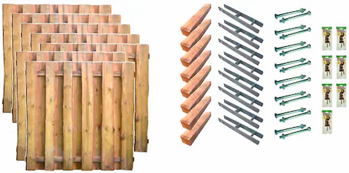 Tetzner & Jentzsch Bohlenzaun »Seattle 5« 7 Elemente, LxH: 1332x180 cm günstig online kaufen