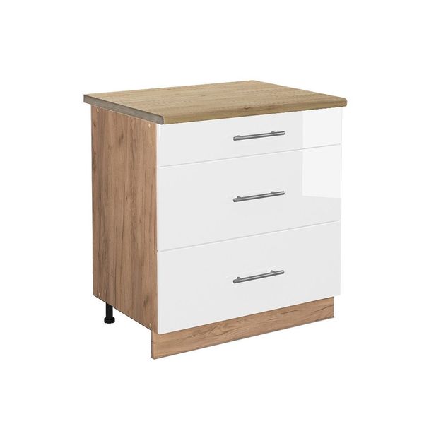 Vicco Unterschrank Fame-Line, Weiß Hochglanz/Goldkraft Eiche, günstig online kaufen