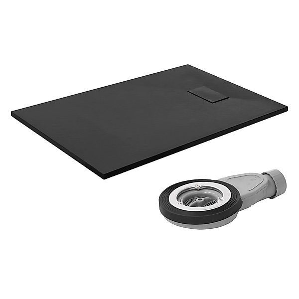 LuxeBath Duschwanne 120x80 cm Schwarz mit Ablaufgarnitur aus SMC H:3cm günstig online kaufen