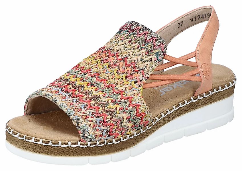 Rieker Sandale, Sommerschuh, Sandalette, Keilabsatz, in modischer Flechtopt günstig online kaufen