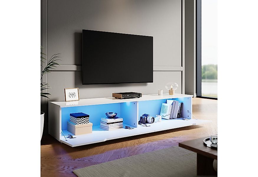 SONNI Lowboard Lowboard 160 cm Breite, Modern in Weiß & Schwarz, LED-Lichte günstig online kaufen