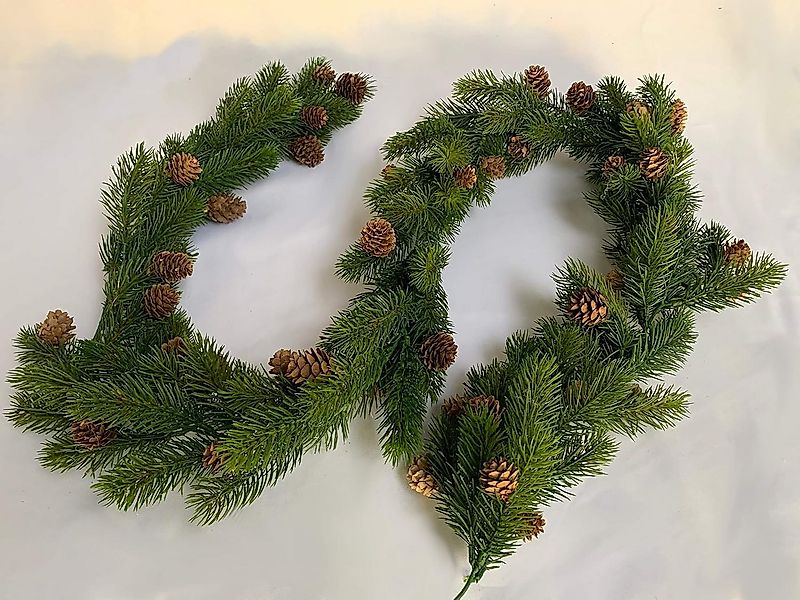 Winterliche Kunstpflanze Tannengirlande mit echten Zapfen Kunsttanne Girlan günstig online kaufen
