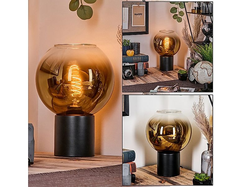 hofstein Tischleuchte Tischlampe aus Metall/Glas in Schwarz/Goldfarben/Klar günstig online kaufen
