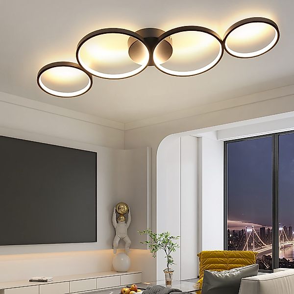 Nettlife LED Deckenleuchte Schwarz Modern Wohnzimmer günstig online kaufen