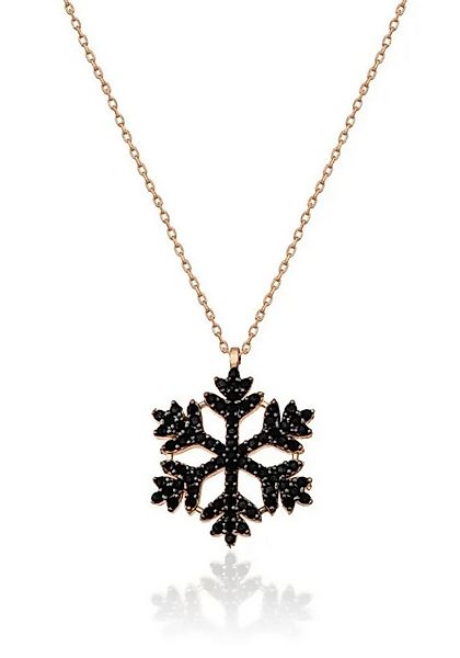 Einzelstück Charm-Kette Halskette Snowflake Black schwarze Schneeflocke 925 günstig online kaufen