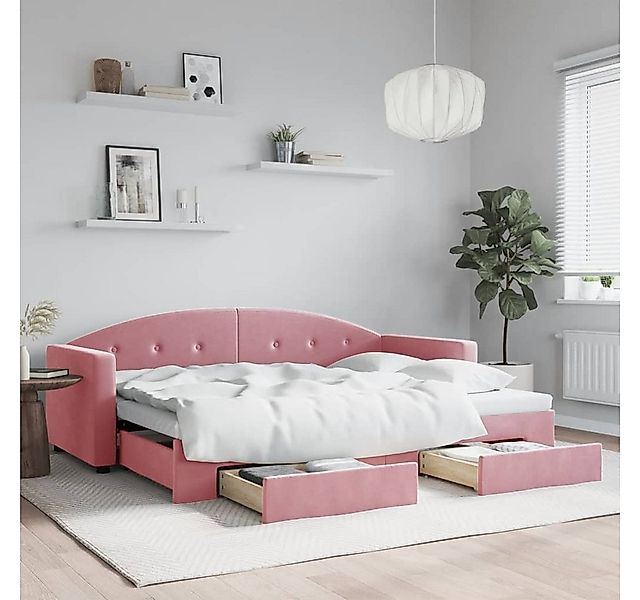 vidaXL Bett, Tagesbett Ausziehbar mit Schubladen Rosa 80x200 cm Samt günstig online kaufen