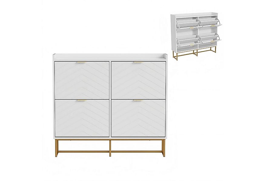 UEV Schuhschrank mit 4 Klappen, Schuhkipper Schmal, Schuhregal mit Metallfü günstig online kaufen