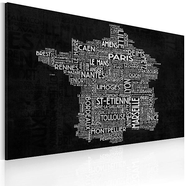 Wandbild - Text map of France on the black background günstig online kaufen