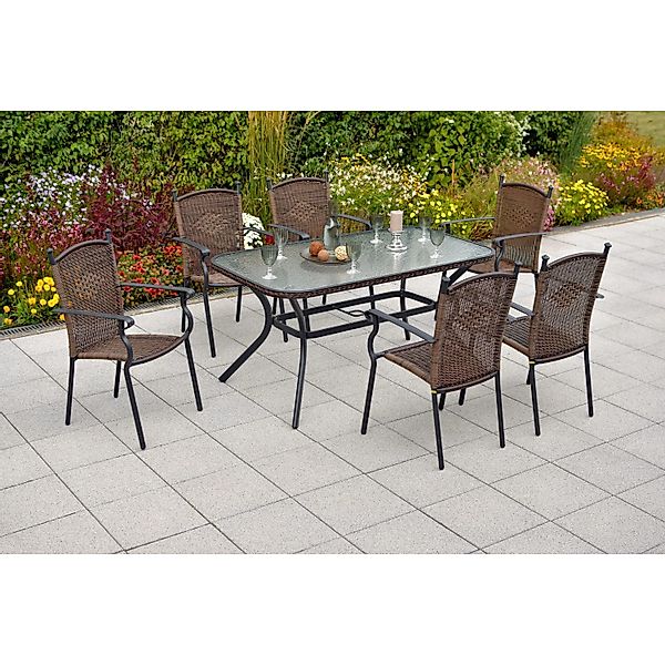 Merxx Roma Gartenmöbel-Set 7-tlg. Gartentisch 150 x 85 cm günstig online kaufen